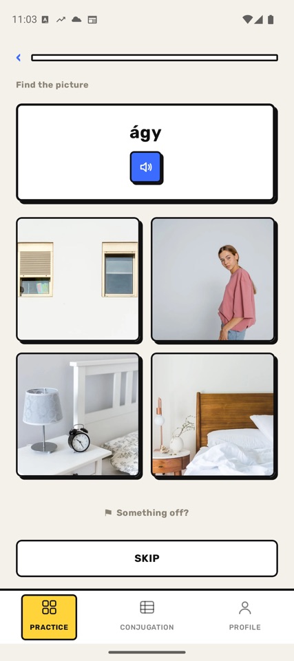 The “Find the picture” game: pick the photo that matches the Hungarian word